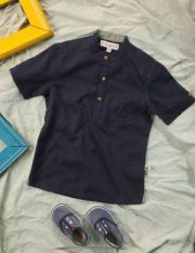 Kids H/S Mandarin Shirt - Image 2