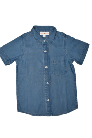 Tencel Boys Denim Embroidered Half Sleeve Shirt Hedgehogkids
