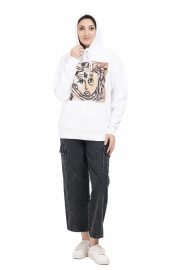 Lord Shiva Print Hoody Women ( White ) - Image 8