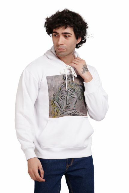 Lord Shiva Print Hoody Men ( white )